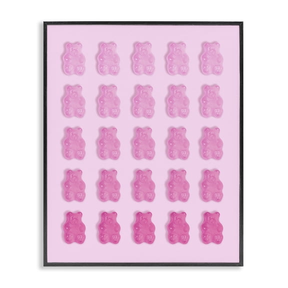 Stupell Industries Eclectic Gradient Pastel Pink Bears Black Framed Giclee Art, 11 x 14, by LISH Creative