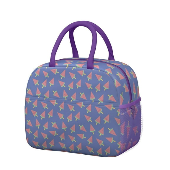 Lunch Bag Lunch Box for Women Reusable Insulated Lunch Bags,Water-Resistant Watermelon Ice Cream Funny Blue Cooler Lunch Tote Bag, Large Capacity for Work Travel Picnic