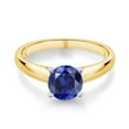 thumbnail image 2 of Gem Stone King 10K White And Yellow Gold Blue Created Sapphire Engagement Ring for Women | 1.60 Cttw | Round 7MM | Gemstone September Birthstone | Size 7, 2 of 4