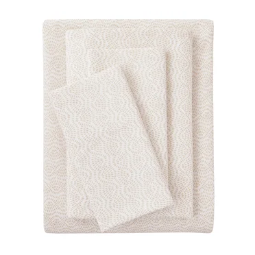 Mainstays 3-Piece 300 Thread Count Beige Geo Cotton Blend Percale Bed Sheet Set, Twin XL