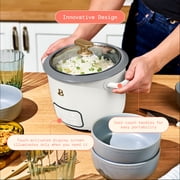 Beautiful 6-Cup Cooked, 3-Cup Uncooked Digital Electric Rice and Grain Cooker with Glass Lid and EverGood Ceramic Nonstick Coating, White Icing by Drew Barrymore