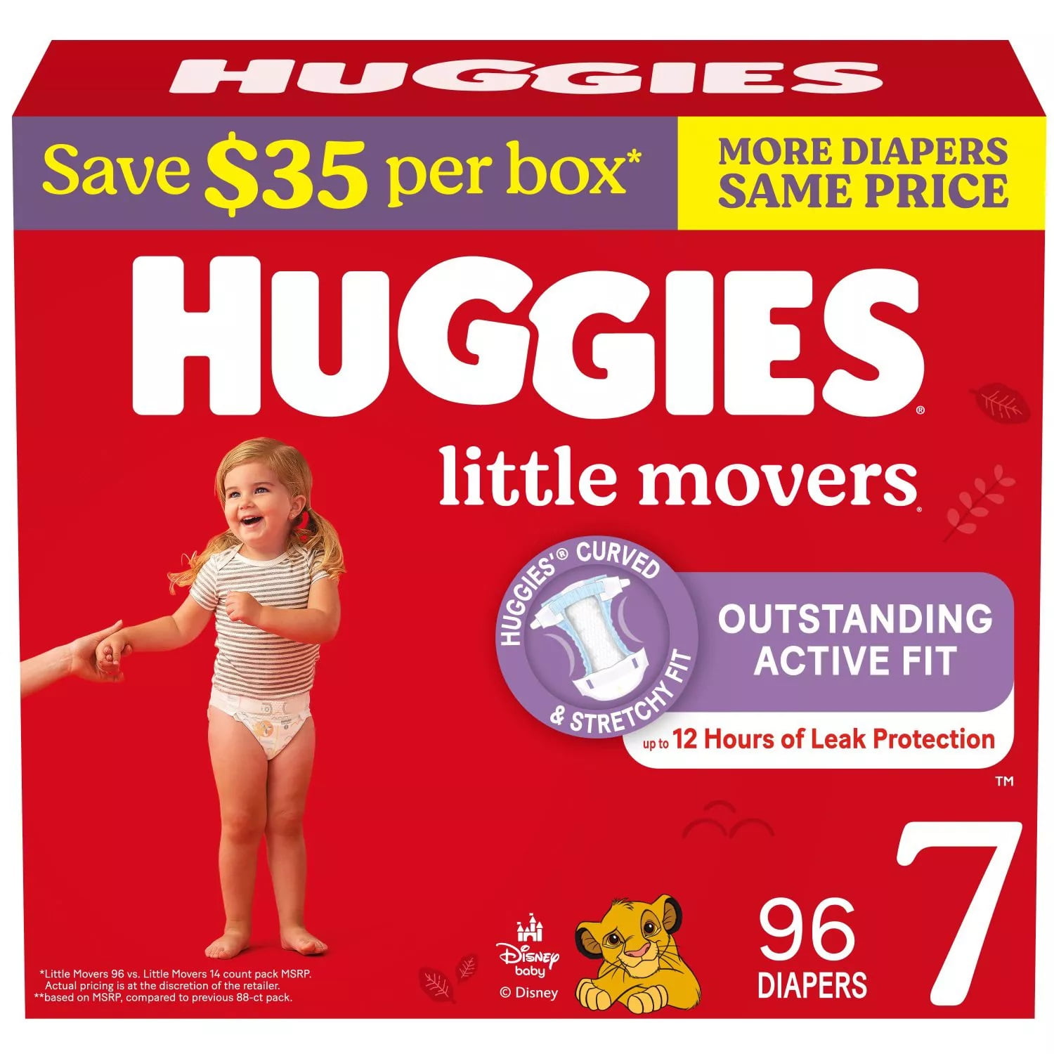 Huggies Little Movers Baby Diapers, Size 7 (41+ Pounds), 96 Count