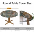 thumbnail image 2 of Colorful Mandala Round Tablecloth Retro Floral Spiral Top Retro Blue Brown Red Fitted Table Cover Washable Tablecloths for Kitchen Dining Party 40-44 inch, 2 of 4