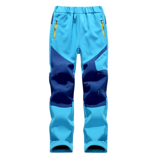 Pantalones Para Niños Moda Felpa Color Sólido Mantener Caliente A Prueba De Viento A Prueba De Agua Senderismo Al Aire Libre Pantalones De Esquí Azul Claro Odeerbi LM103-11776