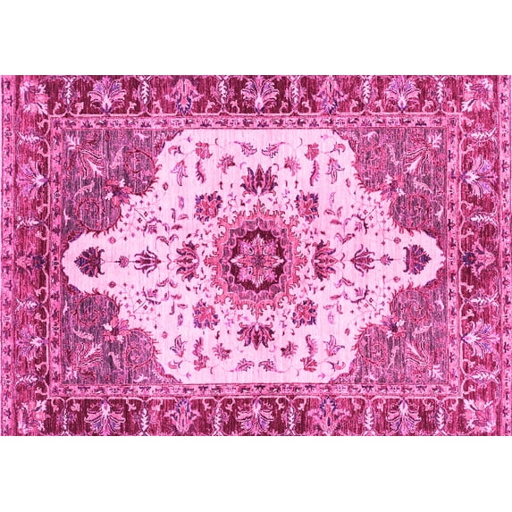 Ahgly Company Indoor Rectangle Oriental Pink Modern Area Rugs, 6' x 9'