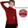 thumbnail image 3 of Mujer Invierno Cálido Grueso Forro Polar Térmico Manga Larga Cuello Alto Cuello Alto Camisa Superior Cepillada, 3 of 4