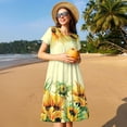 thumbnail image 4 of Balery Sunflowers On A Yellow Background Vestidos sueltos de manga corta para mujer, vestidos de verano 2025, vestidos casuales de corte A con vuelo., 4 of 6