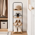 thumbnail image 6 of Better Homes & Gardens Juliet 4-Tier Shoe Rack, Matte Black and Light Honey Wood, Holds Up to 4 Pairs, 6 of 11