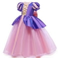 thumbnail image 3 of HAWEE Princess Costume for Girl Dress Up Costume Kids Puff Sleeve Fancy Party Purple Costume Layerd Dresses, 3 of 7