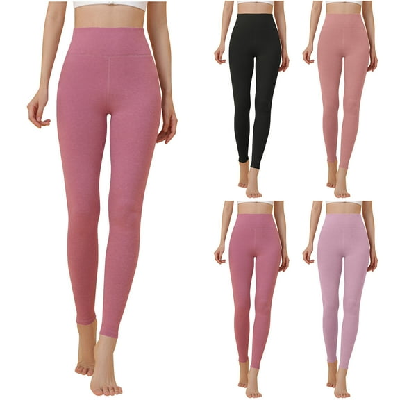 QIUOMBBP Plus Size Leggings for Women High Waist Tummy Control Yoga Legging Casual Work Gym Fitness Compression Pants Purple L