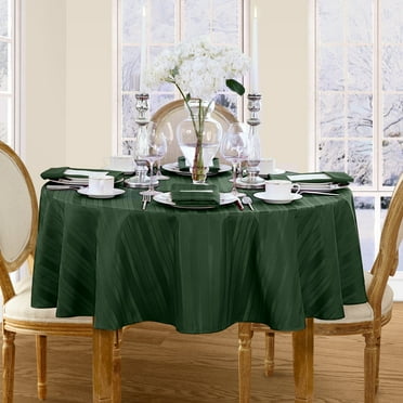 Elrene Denley Stripe Jacquard Fabric Tablecloth Hunter 60"x84" Oval Oval