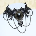 thumbnail image 3 of Gargantilla de encaje negra para mujer, Gargantilla gótica con cuello de borla, accesorios para fiesta de Halloween, 3 of 5