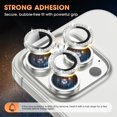 thumbnail image 4 of 1 Set of Bling Diamond Camera Lens Protector for iPhone 15 Pro, HD Clear Tempered Glass Metal Camera Lens Protection Cover, Case Friendly, Scratch Proof for iPhone 15 Pro, Silver, 4 of 5