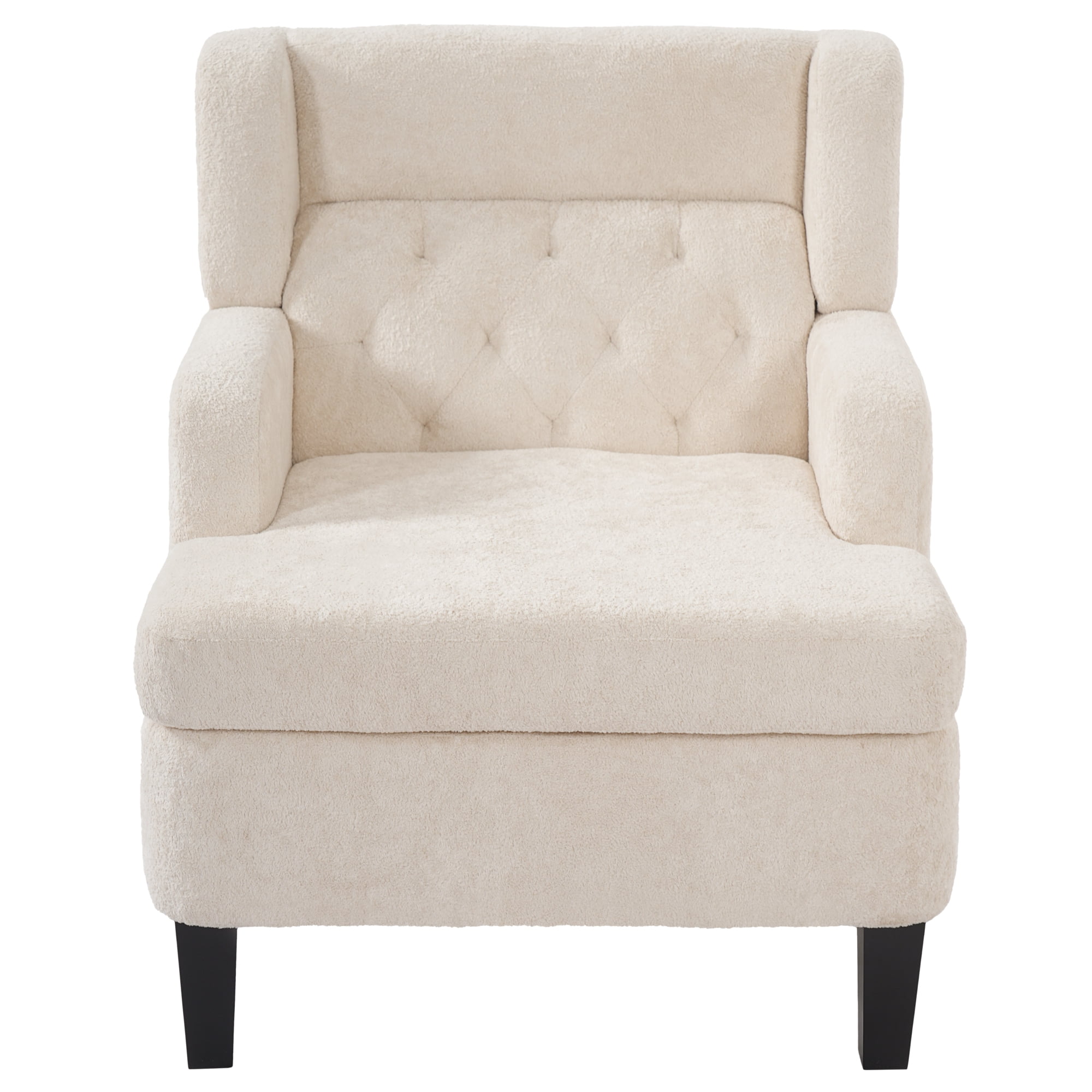Leumius Accent Chair, Modern Tufted Armchair, Upholstered Single Sofa Chair for Living Room and Bedroom, Beige