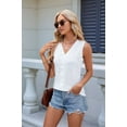 thumbnail image 4 of Women'S Trendy Tank Tops Eyelet Embroidery Sleeveless V-Neck Tank Shirts for Daily Casual White M, 4 of 6