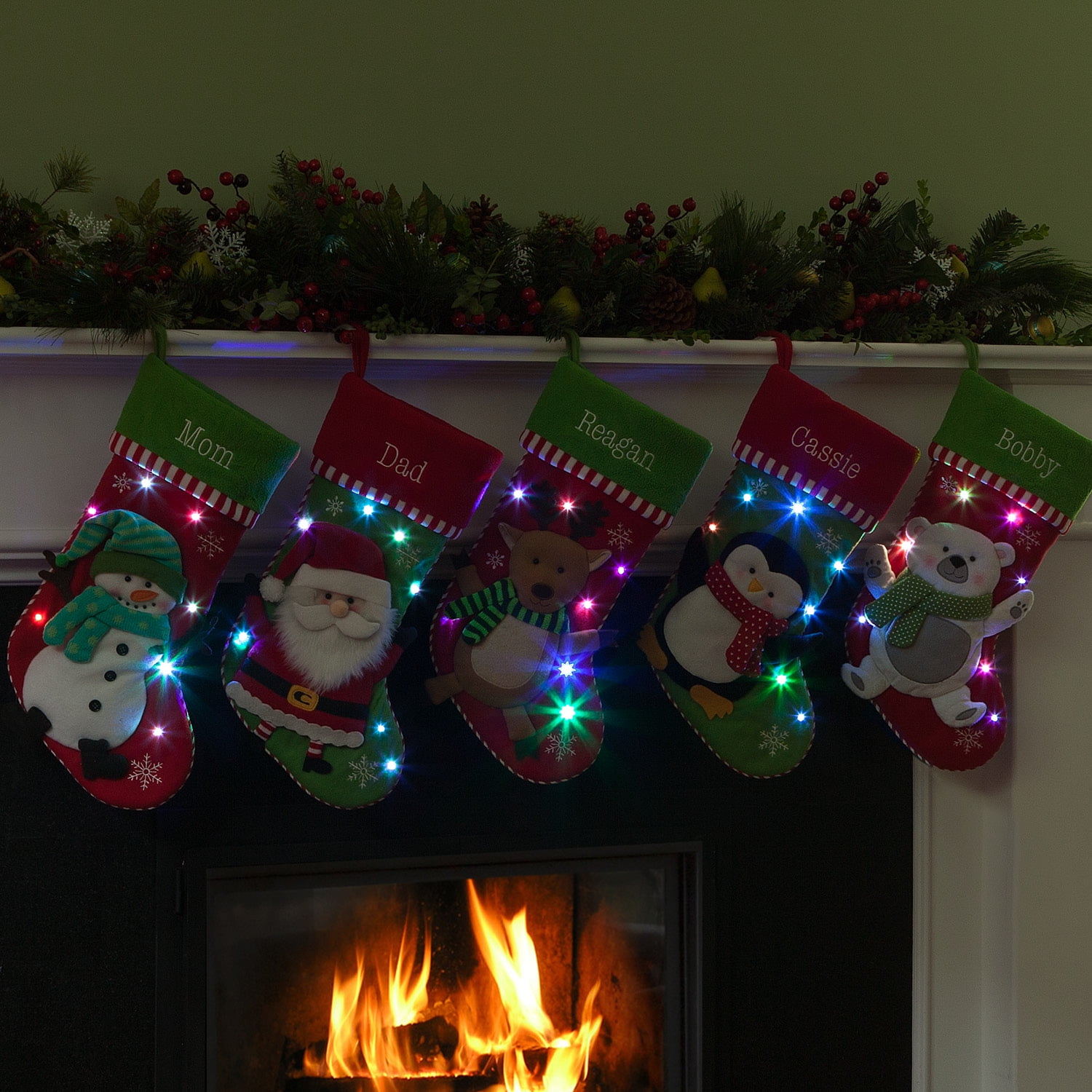 Personalized LED Light Up Christmas Stocking with 5 Styles to Choose From