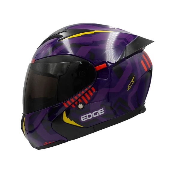 Casco Para Moto Edge Abatible Morado Brillante Certificado L