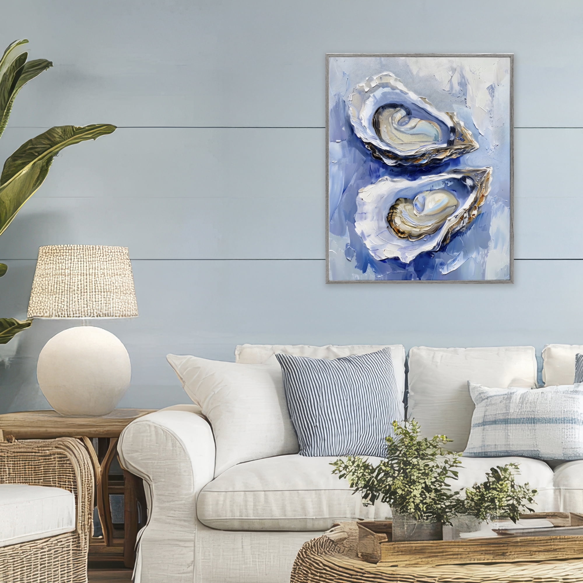 Stupell Industries Oysters On The Half Shell Gray Framed Giclee Art, design by Creative Studio