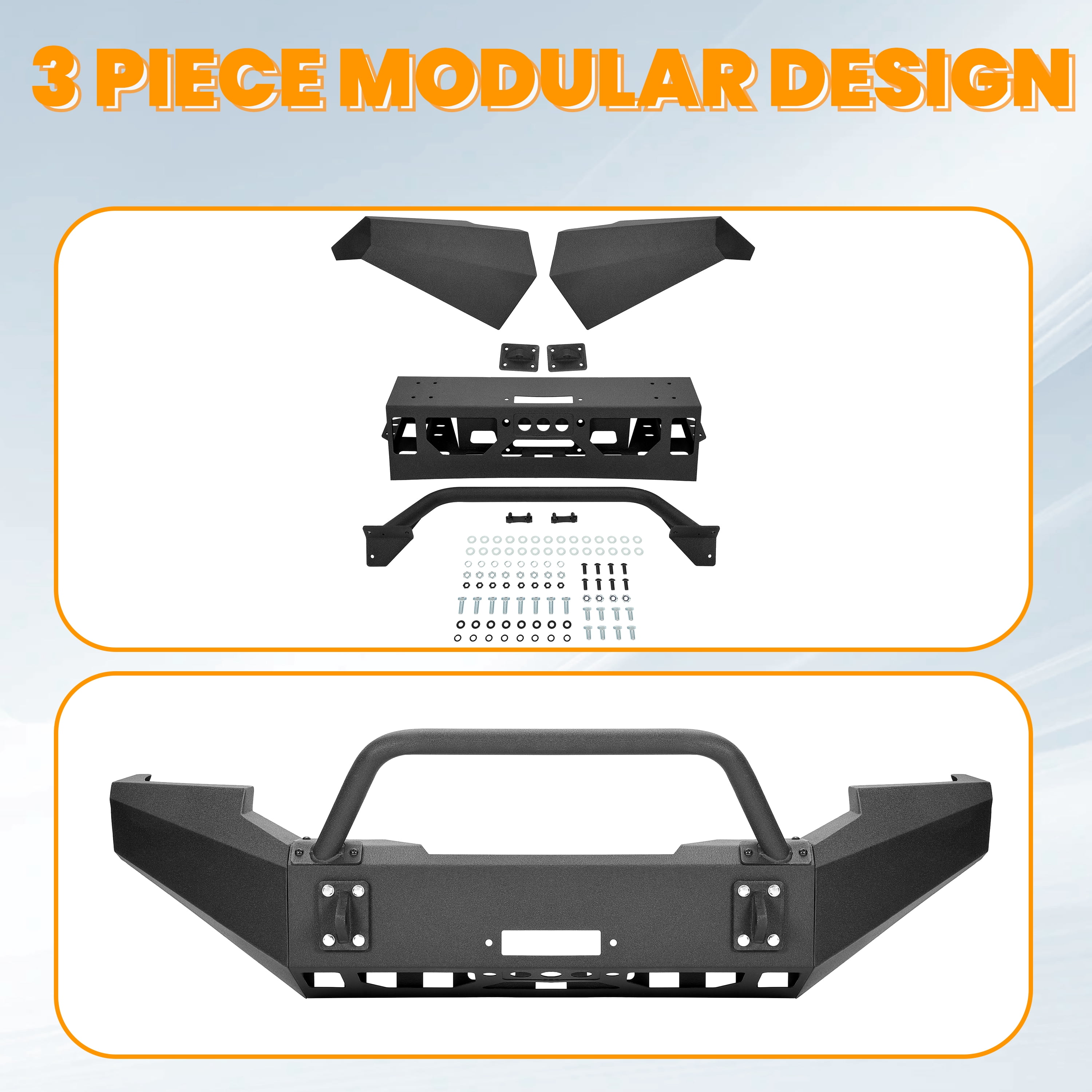 Kojem Front Bumper Assembly For 1999-2004 Ford F250 F350 Super Duty w/Winch Plate
