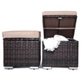 thumbnail image 7 of Outdoor Ottoman Set of 2, PE Wicker Ottoman with Storage, All-Weather Rattan Cube Footstool with Soft Cushions and Steel Frame, Square Foot Rest Seating for Patio, Porch, Deck, Easy Assembly (Brown), 7 of 7
