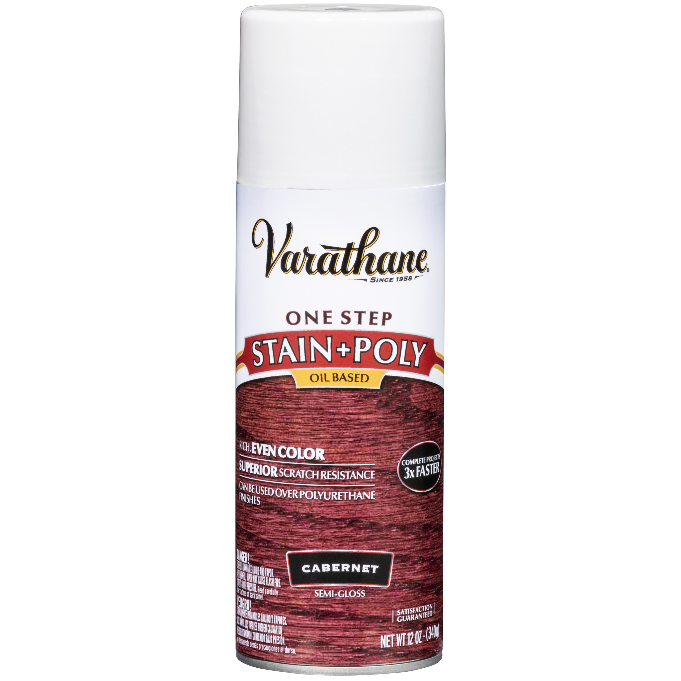 6 Pack, Cabernet, Varathane Stain + Polyurethane Oil-Based, Semi-Gloss -243868, 12 oz Spray