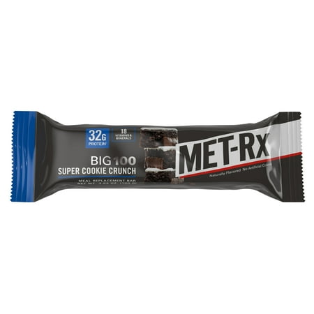 MET-Rx Big 100 High Protein Meal Replacement Bar, Super Cookie Crunch, 32g Protein, 3.52 oz