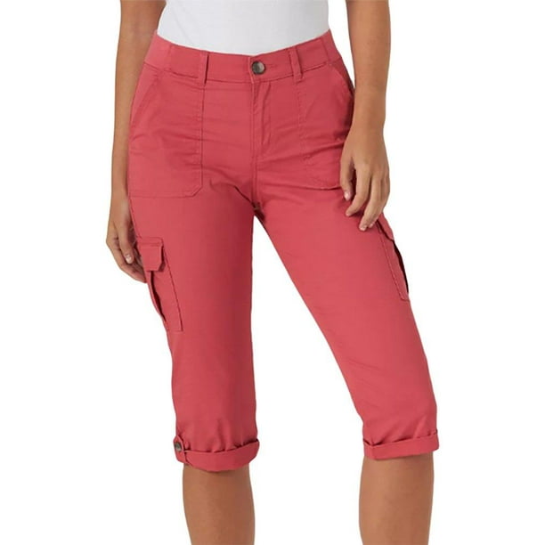 Lee Lee Womens Solid 6 Pockets Cargo Capris 12 Rose pink Walmart