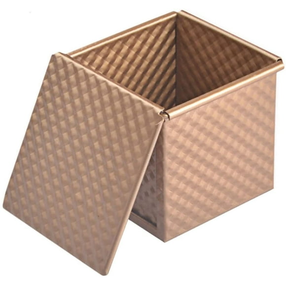 CANDeal 2 Pcs Moule à Pain Mini Pullman en Aluminium Antiadhésif avec Couvercle, Boîte à Toast Carrée pour Cuisson au Four, 10cm x 10cm x 10cm