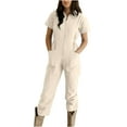 thumbnail image 2 of Simua Womens Dressy Jumpsuits Casual One Piece Outfit Zipper Up Short Sleeve Wide Leg Long Pants Romper, 2 of 7
