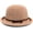 Light Brown, variant on Women's Linen Cloche Hat with Leather Band Bow Tie Adjustable Bucket Hat