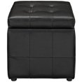thumbnail image 2 of Hawthorne Collection Square Faux Leather Storage Ottoman in Black, 2 of 4