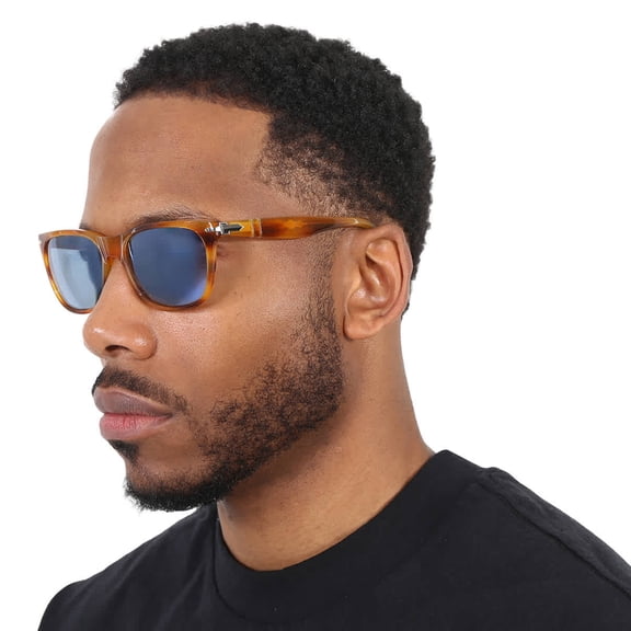 Persol Light Blue Rectangular Unisex Sunglasses PO3291S 960/56 57