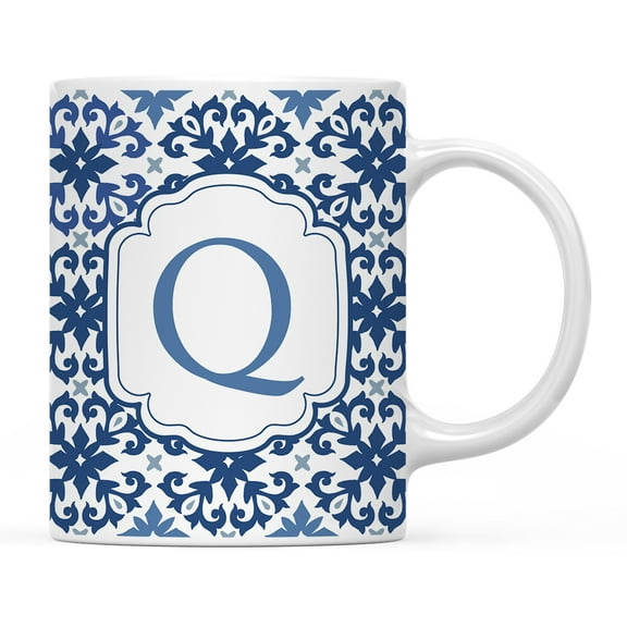Koyal Wholesale Ceramic Coffee Mug, Moroccan Monogram  Q