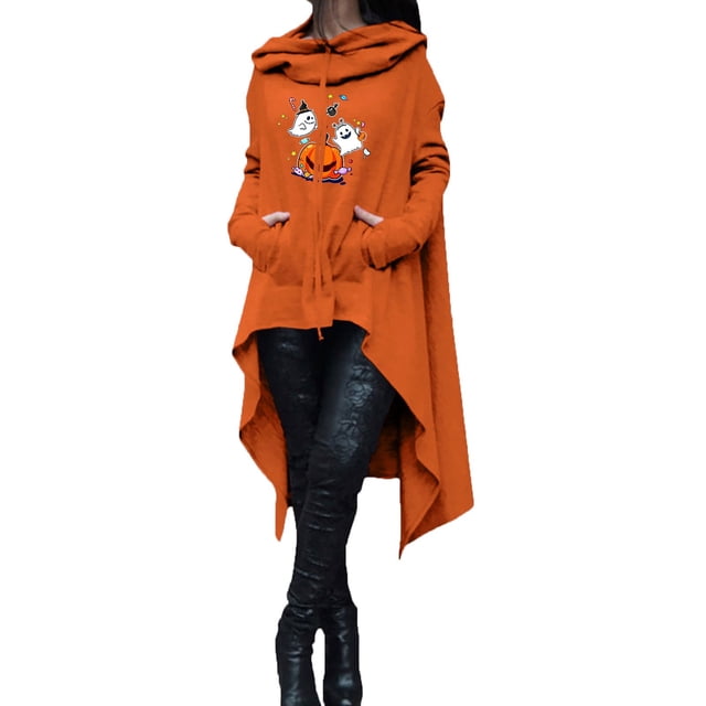 Gibobby Sudadera oversize mujer, Sudadera con Capucha de Rizo francés Sudadera para Mujer(Naranja,XG)