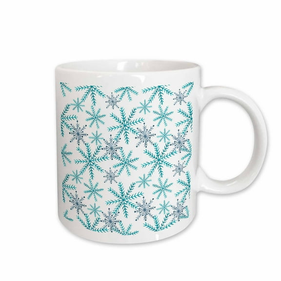 3drose, Fancy Blue Snowflake Pattern, 15oz Mug