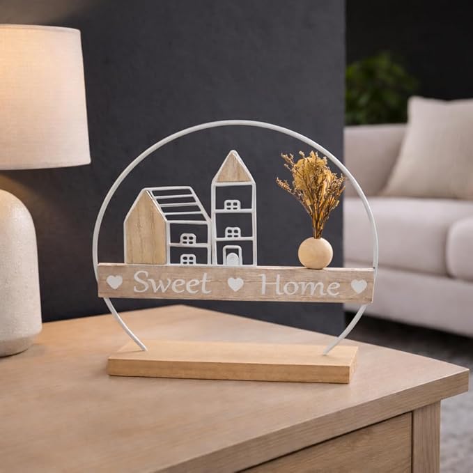 Decorative Wooden Showpieces for Home Decor Living Room, Aesthetic Dcor, Sweet Home Room Decoration Items for Bedroom, House Warming Gifts Return Birthday for Woman Man