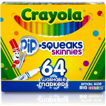 Crayola Pip-Squeaks Skinnies Washable Markers, Fine-Point, Multicolor, 64 Count