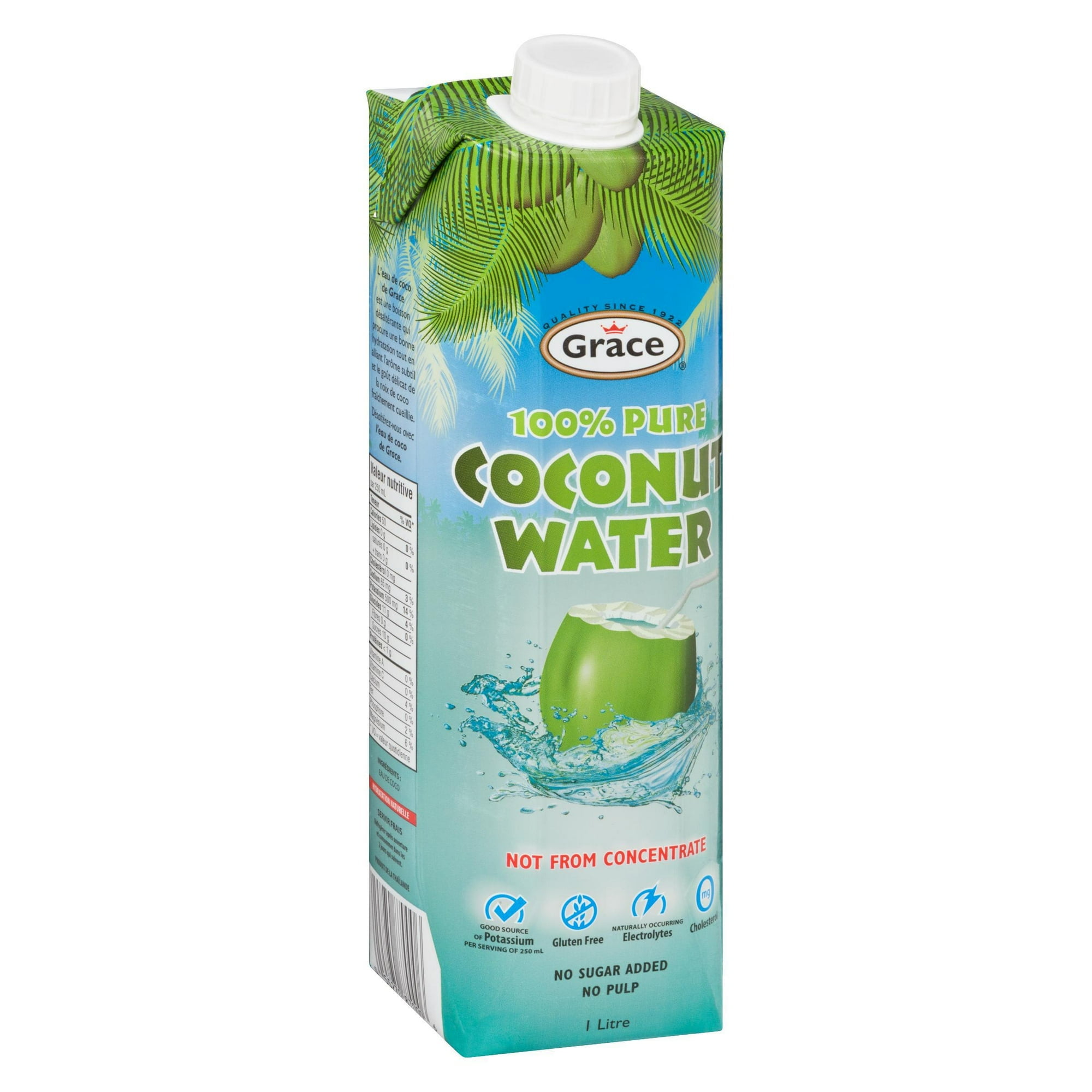 Eau de coco 100 % pure de Grace, 1L Bouteille