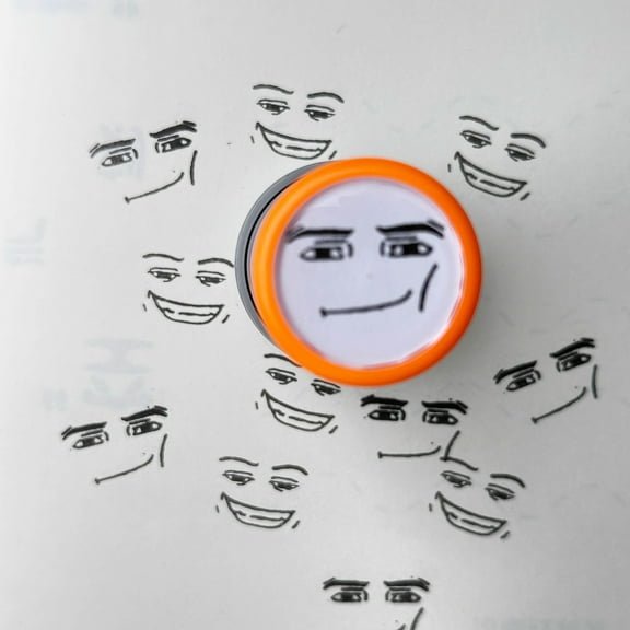 Novelty Game Characters Funny Expressions Stamp, Face Design Teacher Award Stamps, Long-Lasting Reusable Cartoon Funny Expressions Stamps, Cute Seal Peripheral Gifts Orange Home Decor