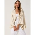 thumbnail image 4 of DARING DIVA Women's Linen Cardigan 3/4 Sleeve Open Front Lightweight Shrug S Apricot, 4 of 7