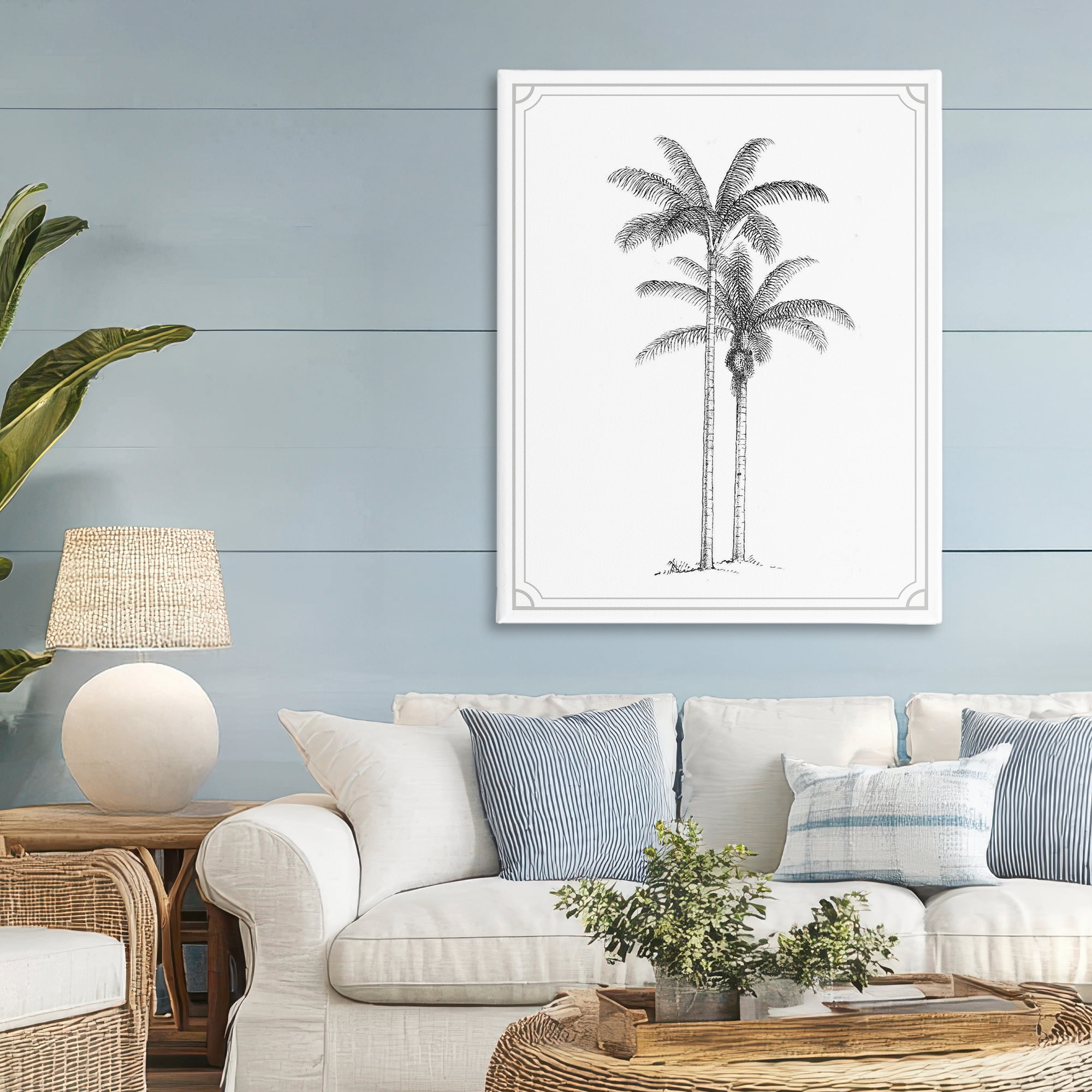 Vintage Simple Palm Tree Canvas Wall Art, design by Lettered and Lined