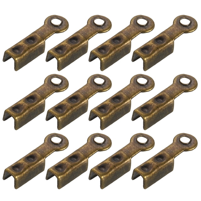 400 Pcs Fold Over Cord Ends, 8.1x1.2mm Ribbon Crimp Ends Cap, Clasp Tips for Leather Craft Making Diy (Bronze)