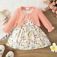 thumbnail image 2 of Girls Fall Outfits Cardigan And Dress Dinosaur Floral Print Sleeveless Tank Dress Long Sleeve 2Pcs Outfits Baby Girls' Clothing Beige 9 Months-12 Months, 2 of 4