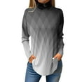 thumbnail image 2 of Tops for Women Trendy Long Sleeve Fall Blouses Printed Turtleneck Top Loose Winter Shirts Cozy Lightweight T Shirts, 2 of 5