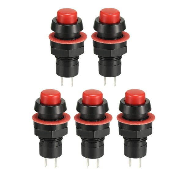 Uxcell 10mm Mounting Hole Red Latching Push Button Switch SPST NO 5 Pack