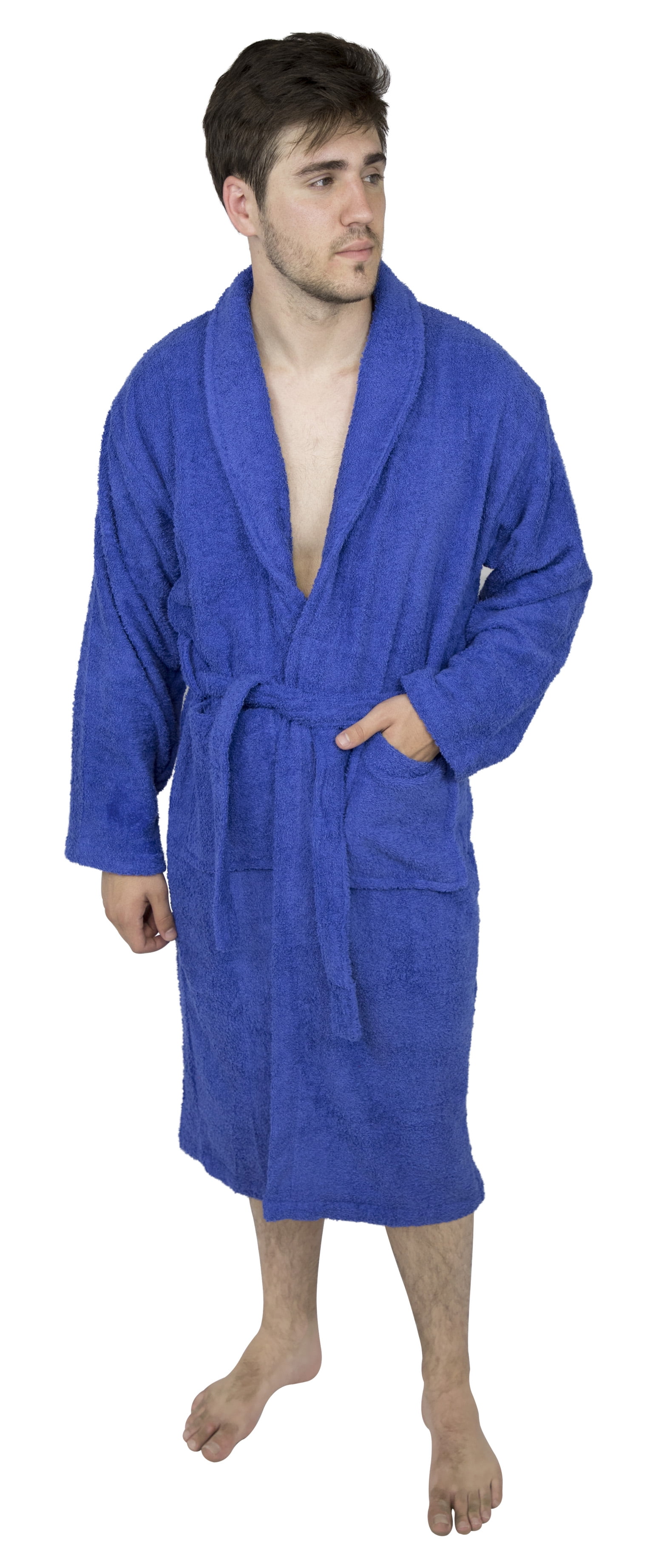 Men’s 100% Terry Cotton Bathrobe Toweling Robe Blue Large - Walmart.com