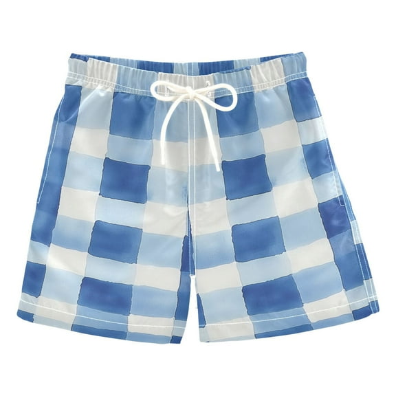 FORMRS Boys Swim Trunks Quick Dry Mesh Liner Boardshorts Sizes XS-XL, Blue Plain