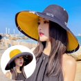 thumbnail image 2 of Chapeau de Soleil Papillon Réversible : Chapeau de Plage en Coton à Large Bord pour Femmes, 2 of 4