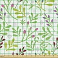 thumbnail image 2 of Botanical Fabric by the Yard, Gardening Leaves and Blossoms Yard Flora Season Print, Decorative Upholstery Fabric for Chairs & Home Accents, Fern Green Burgundy and Pink by Ambesonne, 2 of 5