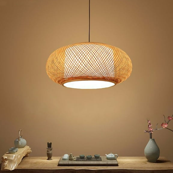 DENEST Wicker Rattan Pendant Vintage Bamboo  Hanging Ceiling Light Lamp 16"
